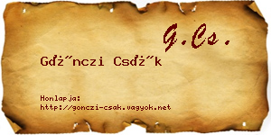 Gönczi Csák névjegykártya